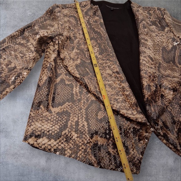 FRENCH CONNECTION Sequin Snake Print Drape Jacket/Blazer Women Size 10 - Picture 8 of 10